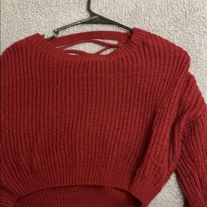 Cropped Burgundy knit sweater
